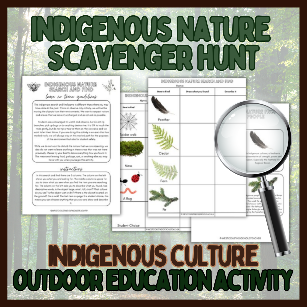 NatureSearch&Find Outdoor Education Activities Bundle - Nature Journal and Indigenous Learning
