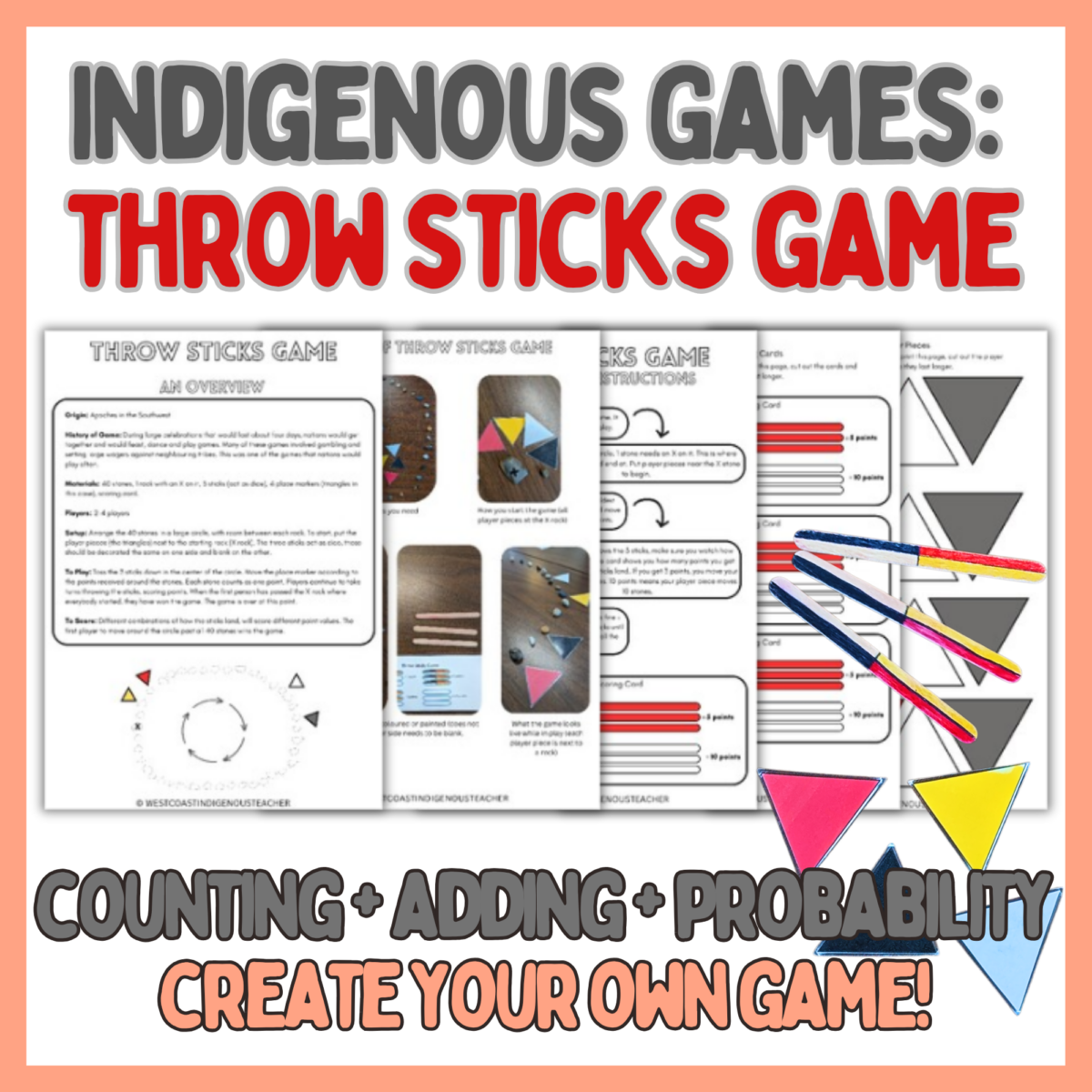 Indigenous Math Game - Throw Sticks Probability Activity