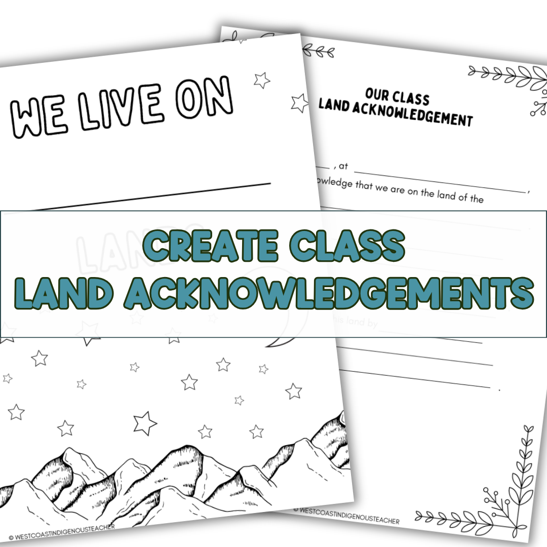 Land acknowledgement activity for elementary students with four activities and classroom bulletin board