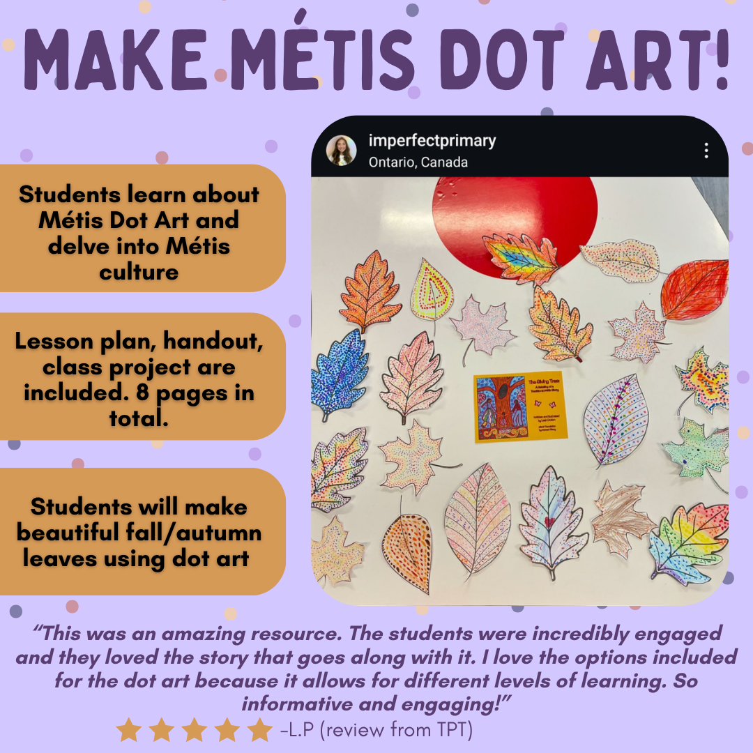 Métis Dot Art - Fall Craft - Autumn Leaves - Indigenous Art