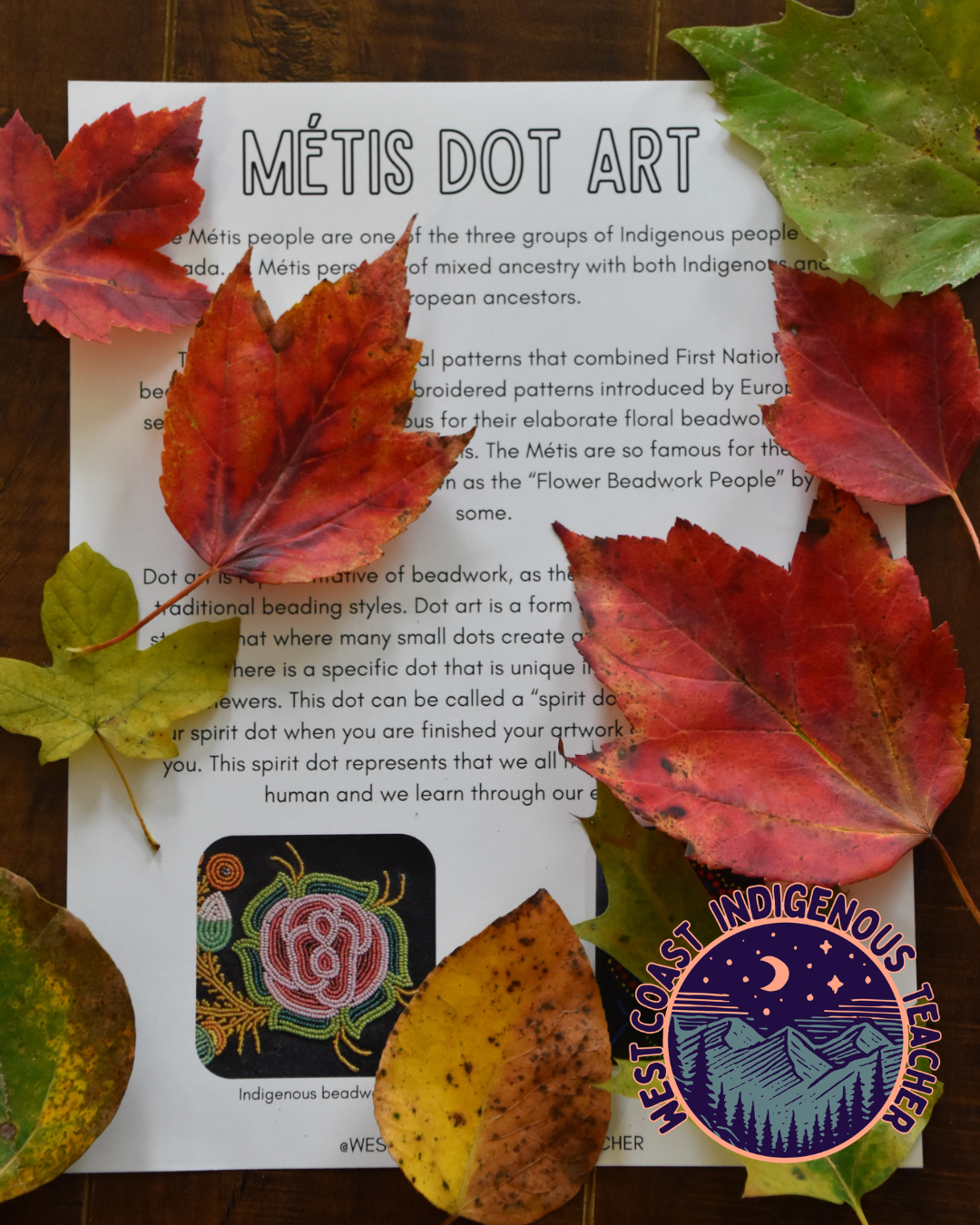 Métis Dot Art Activity - Fall Leaf Craft and Lesson