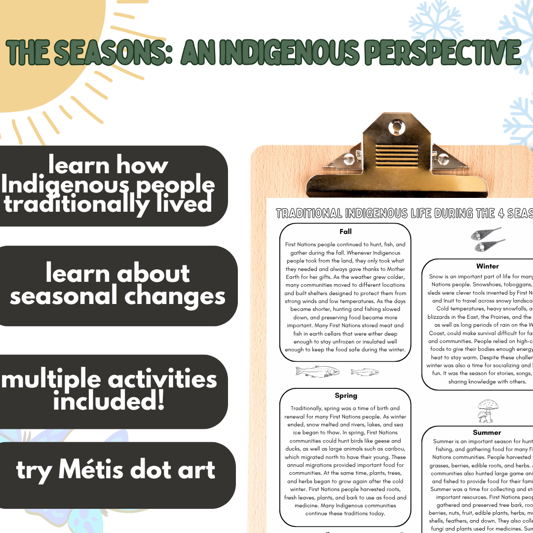 Indigenous-Seasons The 4 Seasons - Indigenous Art Canada - Seasons Activity - Four Seasons Tree