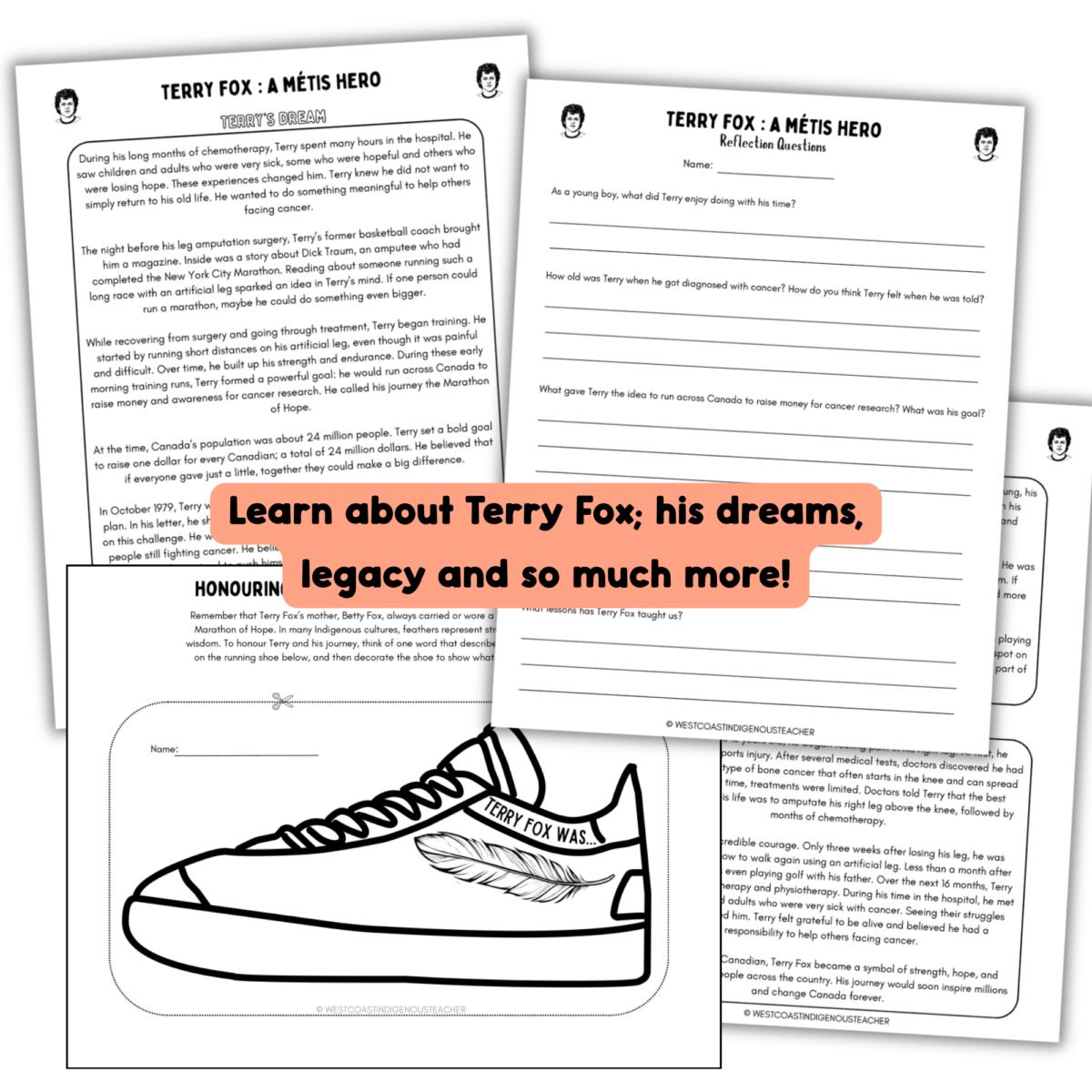 Terry Fox Activities and Lesson | Writing Craft Terry Fox Activities - Lesson, Writing Craft and Métis Heritage