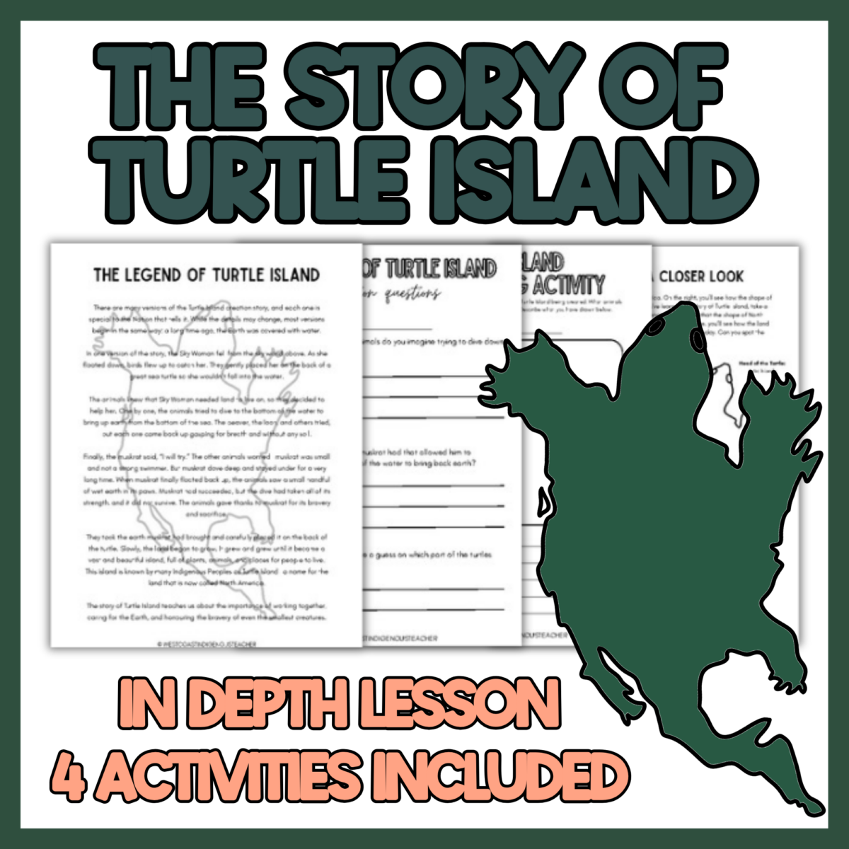 Turtle Island Activities Bundle - Lesson, Art and Posters