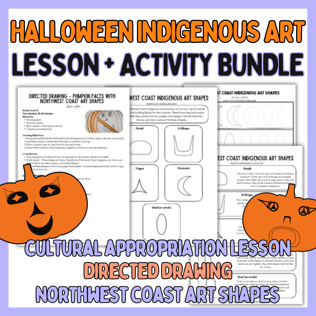 Halloween Activity Bundle - Indigenous Art - Pumpkin Face Craft - Pumpkin Directed Drawing