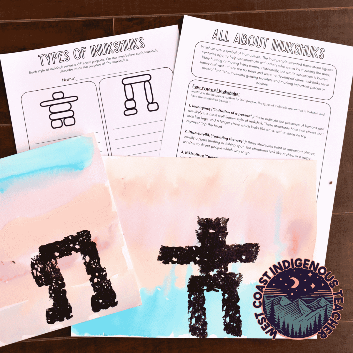 Inukshuk art project with Inuit lesson and Arctic winter bulletin board