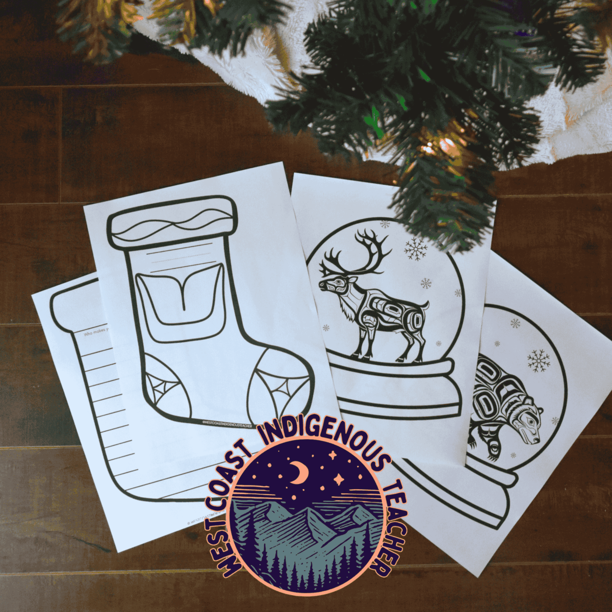 TPT Covers 1 Indigenous Art Christmas Stocking Craft - Winter Writing