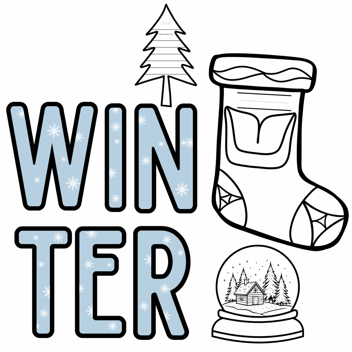 snow-globe-writing Indigenous Art Christmas Stocking Craft - Winter Writing