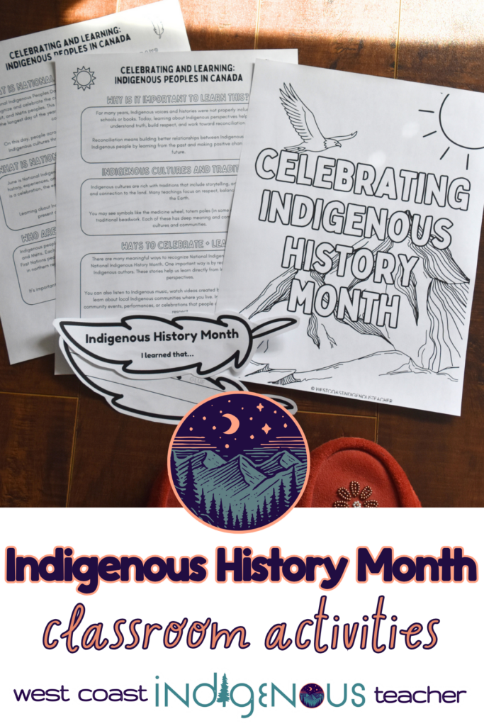 Indigenous History Month activities classroom resources worksheet
