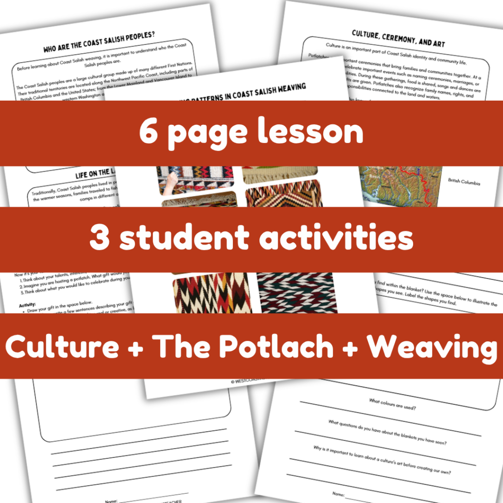 Student blanket-design activity based on Coast Salish weaving lessons