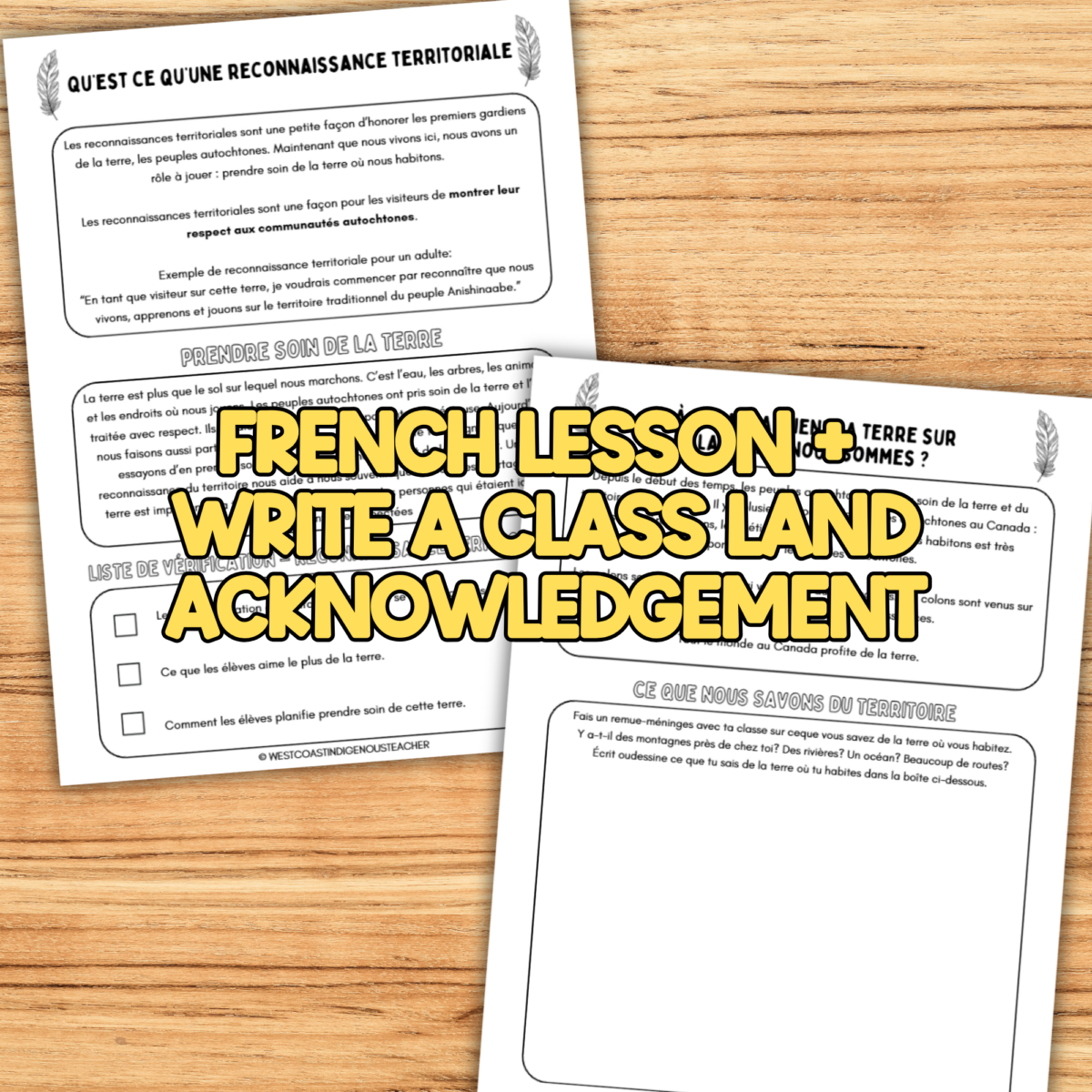 French Land Acknowledgement Activity - Reconnaissance Territoriale