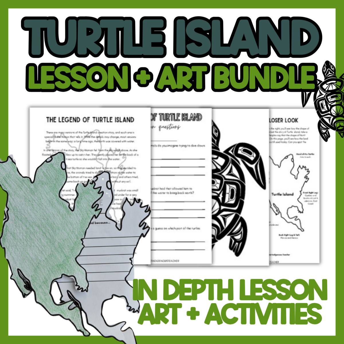 Turtle Island activities bundle with storytelling lesson, art project and collaborative posters