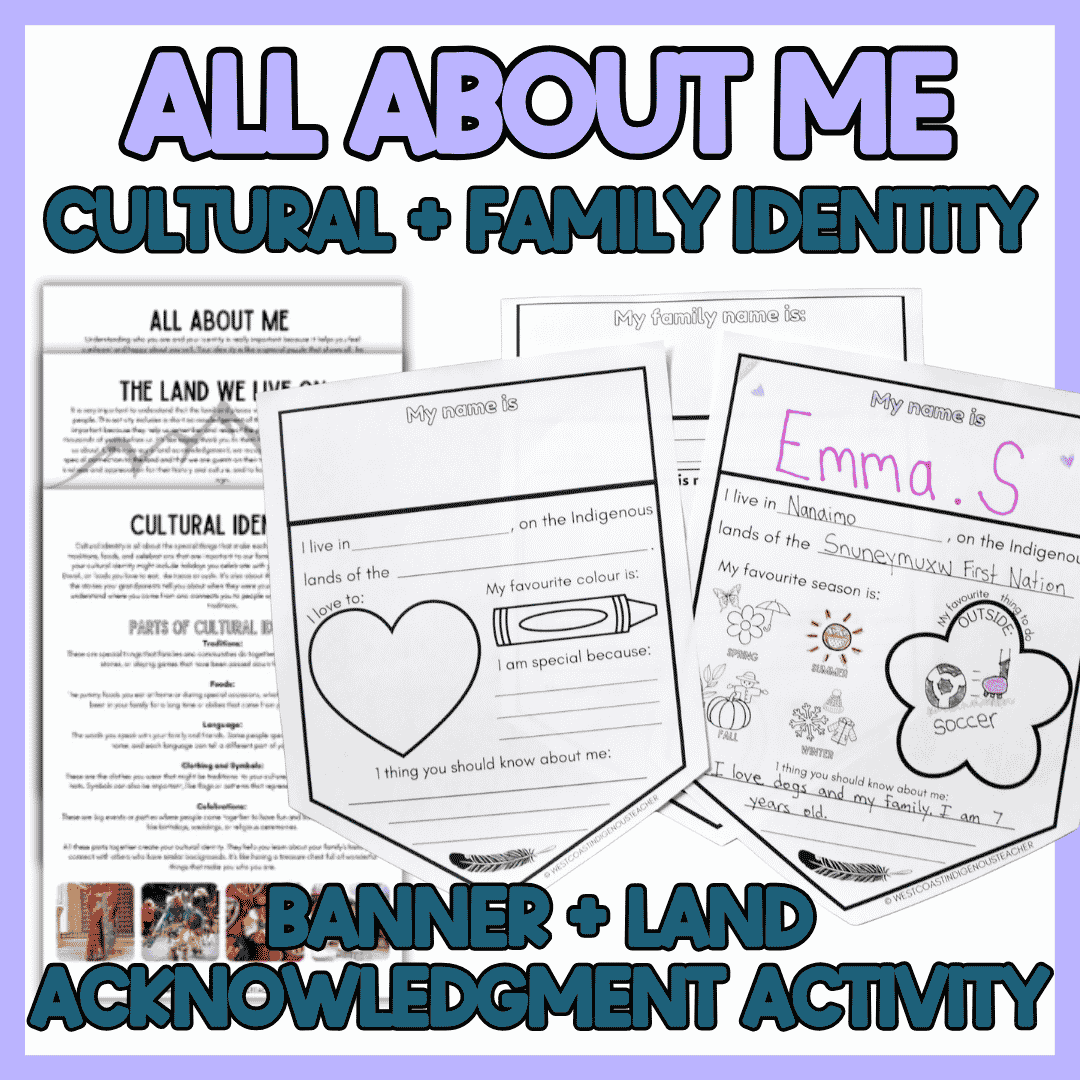 All about me banner craft with cultural identity and land acknowledgement lesson
