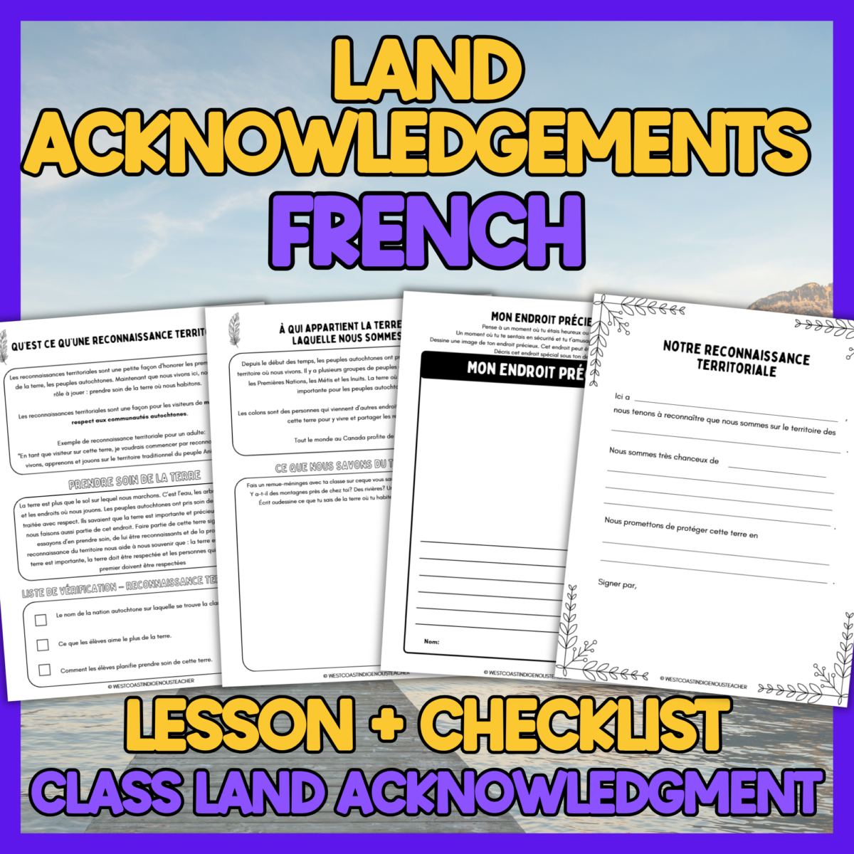 French Land Acknowledgement Activity - Reconnaissance Territoriale