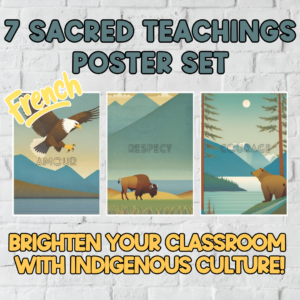 French Seven Sacred Teachings poster set with two font styles