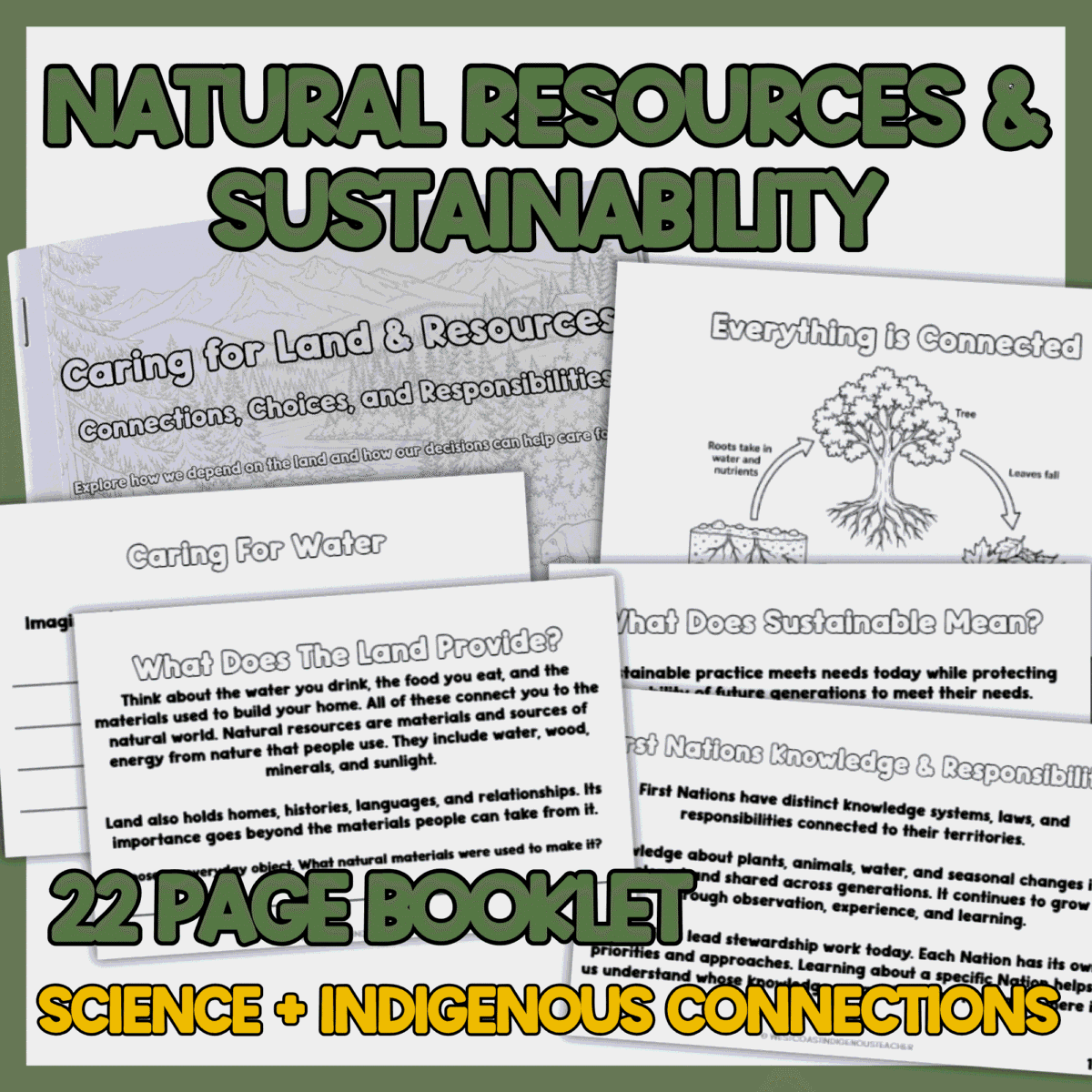 Natural Resources & Sustainability Booklet with Indigenous Connections