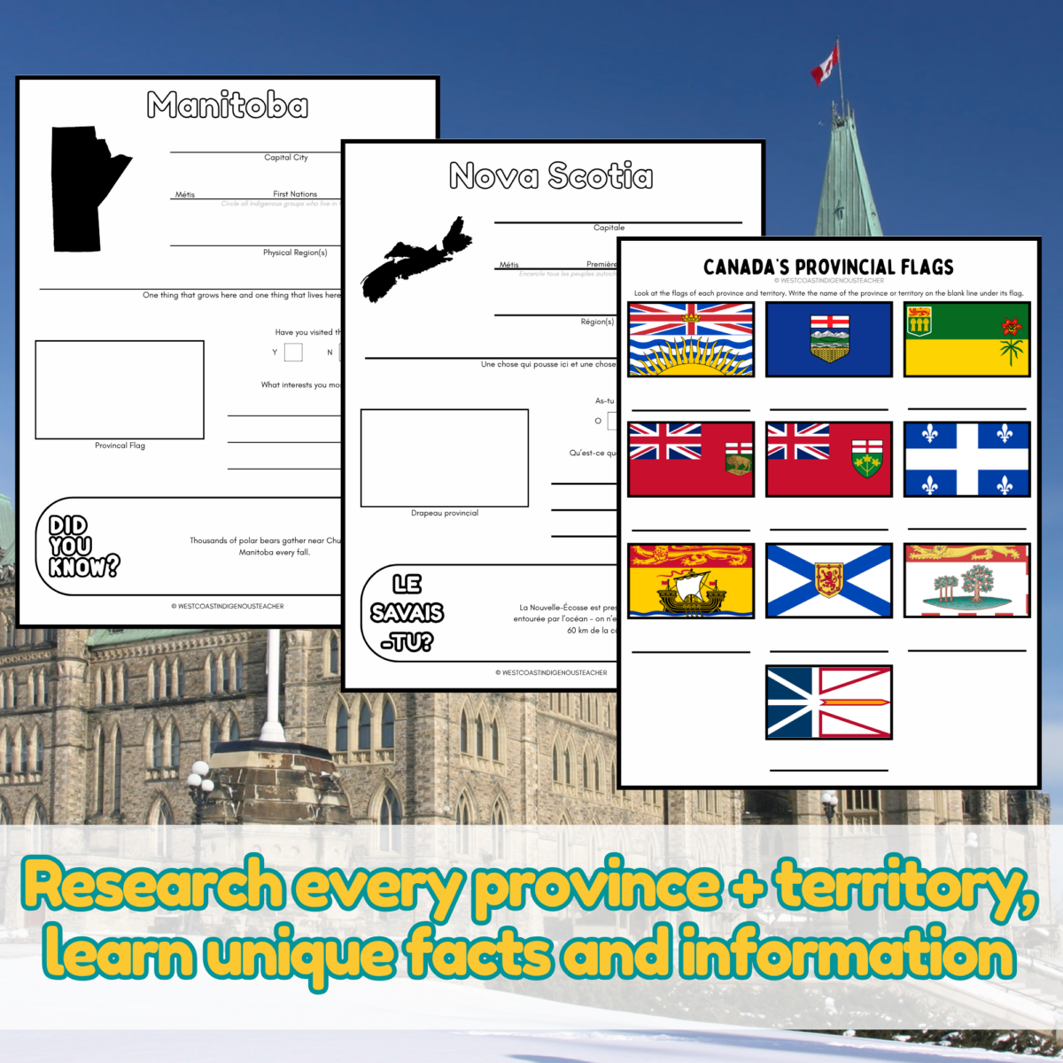 TPT Covers (74) Canada Provinces and Territories Activities - English & French