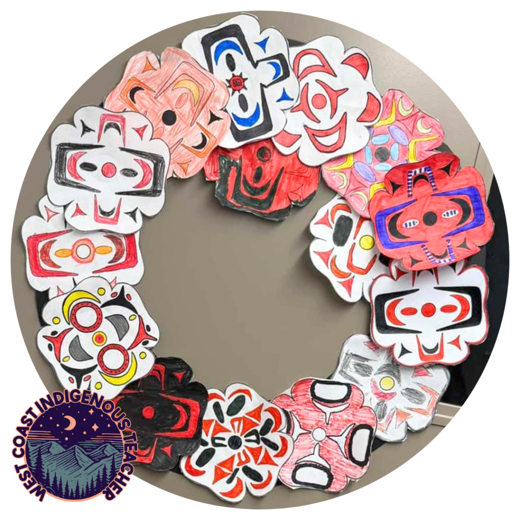 poppy wreath activity for students using indigenous art
